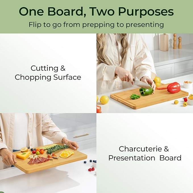 Keechee Kitchen Essentials Natural Bamboo Cutting Board XL With Durable, Knife-Friendly Surface & Deep Juice Groove – Perfect For BBQ(Pre Oiled, Natural)
