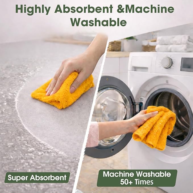 Microfiber Cleaning Cloth Roll–100 Pack, Tear Away Microfiber Towels, Reusable, Washable, Scratch-Free, Kitchen Towels for Car, Home, Kitchen, Glass, Dishes(Tangerine Yellow)
