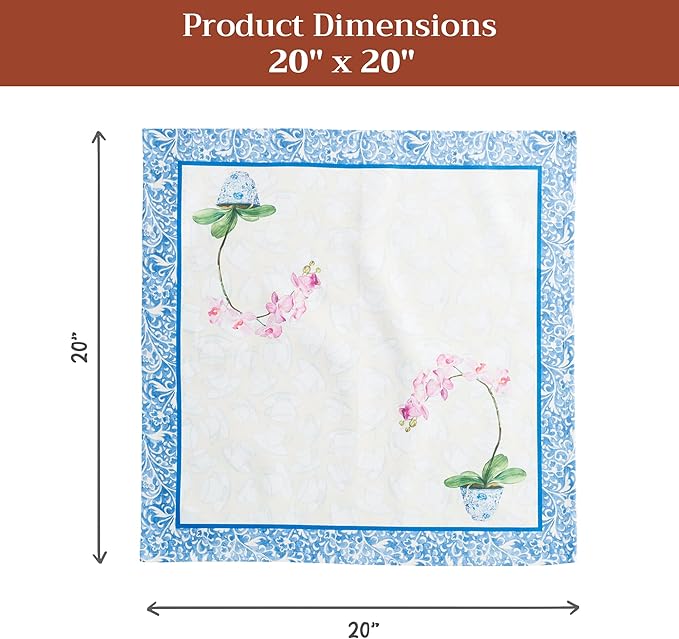 Maison d' Hermine Cloth Napkins Set of 4 100% Cotton Everyday Reusable Square Napkins Cloth Washable Dinner Party Wedding Restaurant Gifts for Mothers Day Spring/Summer (Canton, 20" x 20")