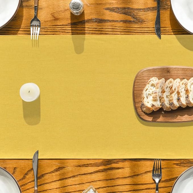 Artoid Mode Yellow Table Runner, Seasonal Summer Fall Washable Kitchen Dining Table Decoration for Home Party Decor 13x60 Inch