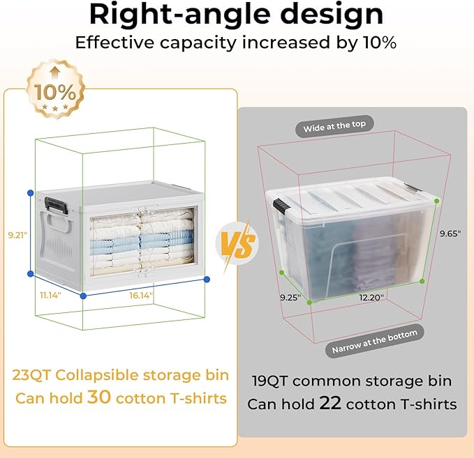 OlarHike 23QT Stackable Lockable Storage Bins with Lid - Removable Storage Box with Doors and Wheels, Plastic Containers for Closets and Organization, Living Room, Office, Bathroom, 4 Pack Cubes