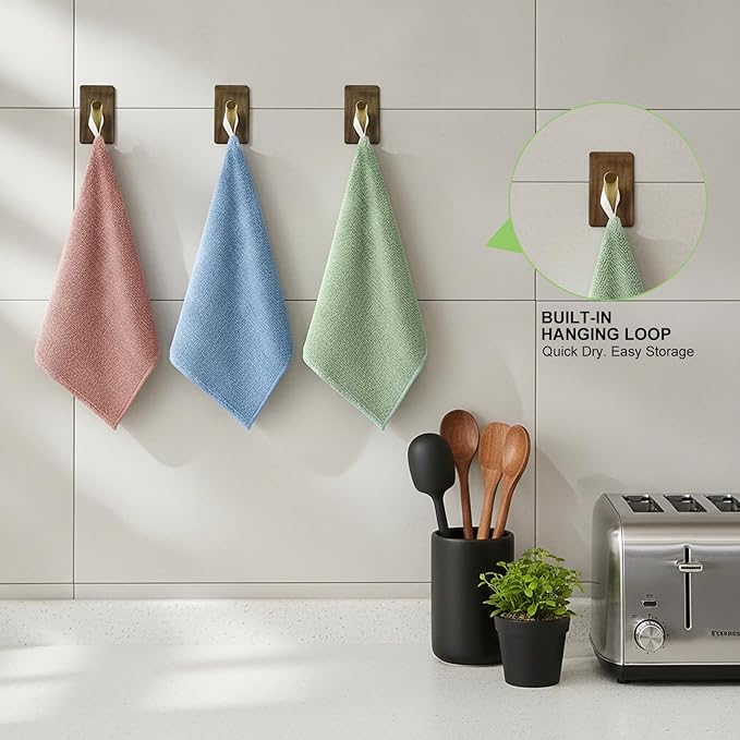 12-Pack Microfiber Cleaning Cloths (12” x 12”) – Ultra-Absorbent Multi-Purpose Cleaning Towels – Reusable Lint-Free Wash Rags for Kitchen, Car, Glass, and Home