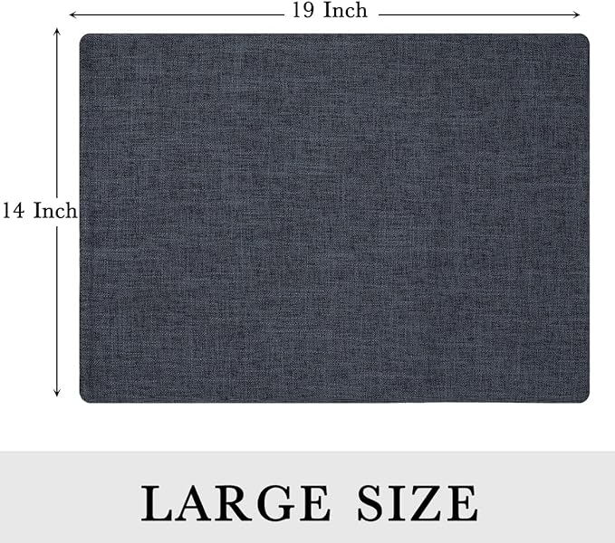 homing Cotton Linen Placemats Set of 4, Cloth Washable Farmhouse Dining Table Mats for Indoors & Outdoors, Easy to Clean, Charcoal, 13 x 19 Inch