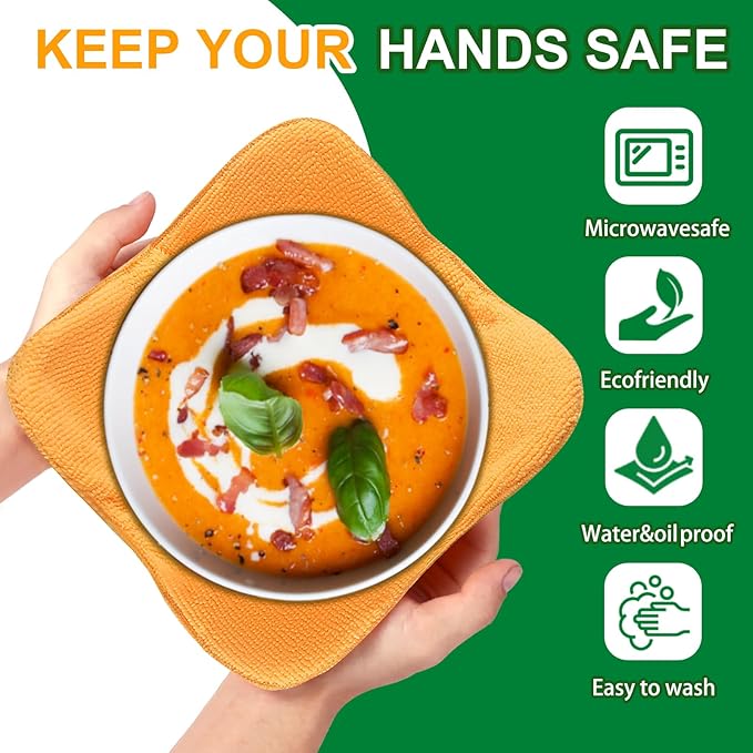 Microwave Bowl Cozy Holders - Set of 4 Microwave Safe Hot Bowl Holders with Heat Resistant Fabric, Soup Bowl Snuggies for Hot & Cold Dishes, Quilted Hot Pads to Prevent Hand Burns, Ideal Kitchen Gift