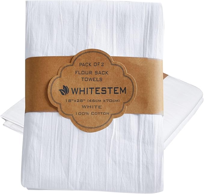 Flour Sack Towels | Tea Towel for Crafts | Kitchen | Dish | Cotton Blank Towel for Embroidery | Baking Bread Proofing Linen Cover | Thick Absorbent Quick Dry | 2 Pack 18"x28" White