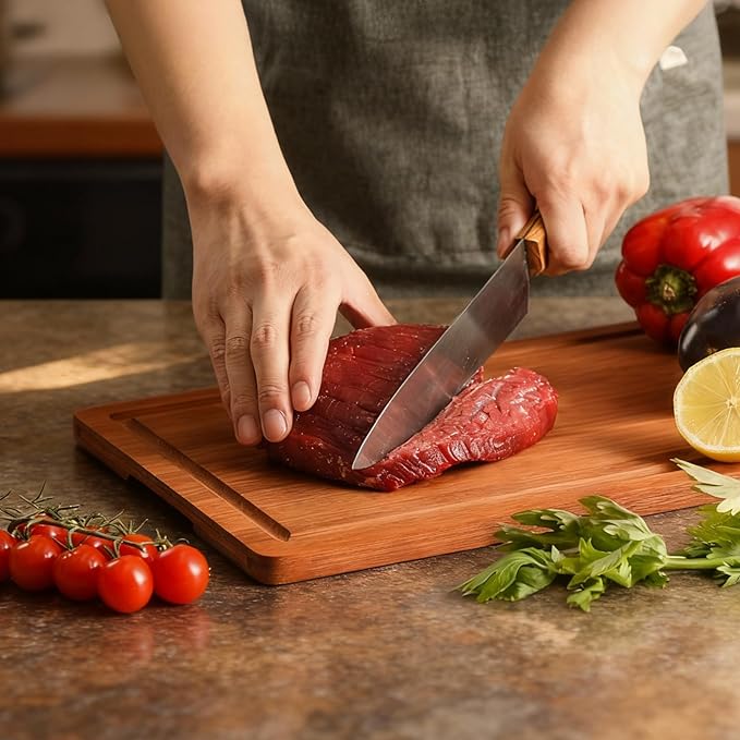 Bamboo Cutting Board Set of 3, Wood Cutting Boards for Kitchen with Juice Grooves, Durable Chopping Board for Meat, Vegetables & Meal Prep