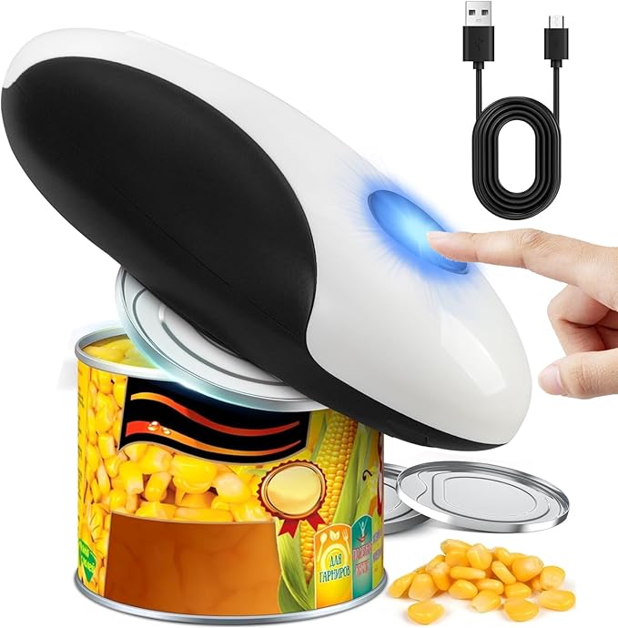 Electric Can Opener,USB Rechargeable Can Opener,One-Touch Cordless Can Opener,Smooth Edge,Hands Free,Food Safety,Kitchen Gadget Battery Operated,Automatic Can Openers for Seniors