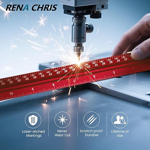 Rena Chris Architectural Scale Ruler: 12" Imperial Aluminum Alloy Metal Architecture Measuring Tools, Engineering Drafting Construction Drawing Blueprints Triangular Architect Scaling Rulers 12 Inches
