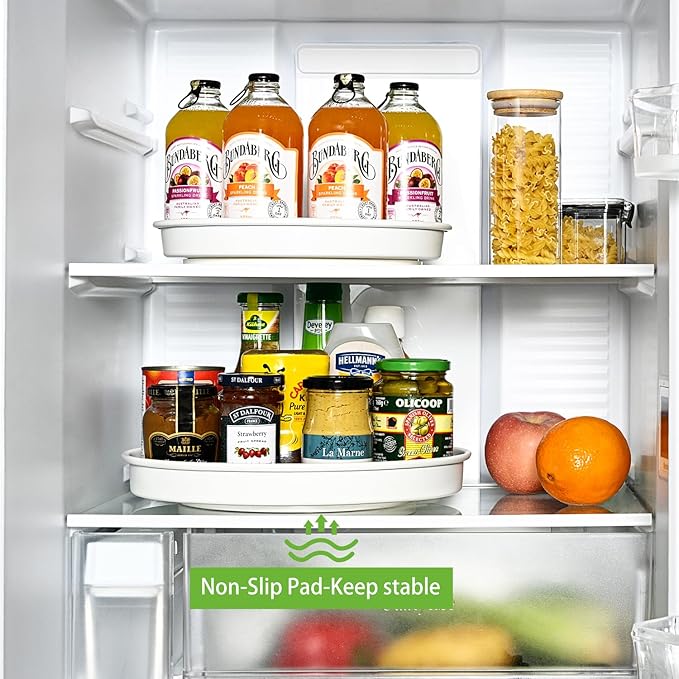 Amolliar Lazy Susan Organizer, Tray for Household Purpose, Metal Rotating Turntable for Cabinet, Kitchen, Fridge, Pantry Storage, Vanity, Spice Rack Condiment, Under Sink Organizer, White 10" 4 Pack