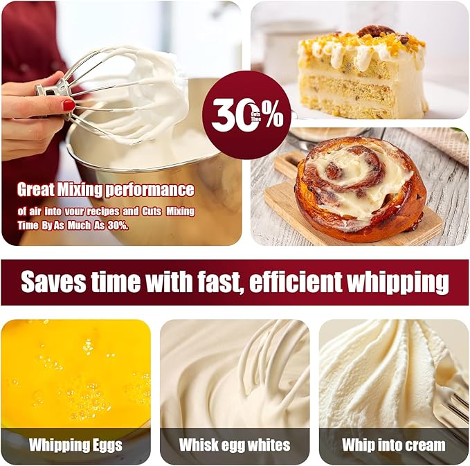 K45WW 6-Wire Whip Attachment Fits KitchenAid Tilt Head Stand Mixer - Egg Heavy Cream Beater, Cakes Mayonnaise Whisk for Kitchen Aid Mixer Accessory Replacement Parts