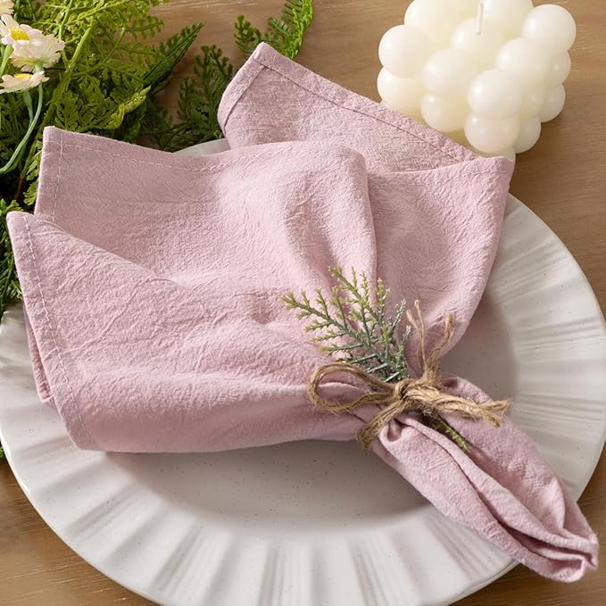 Socomi Cloth Napkins Pink Easter Spring Washable Reusable Bulk Linen Cotton Napkins Set of 20 17"x17" for Wedding Party Bridal Baby Shower Birthday Dining Table Decorations