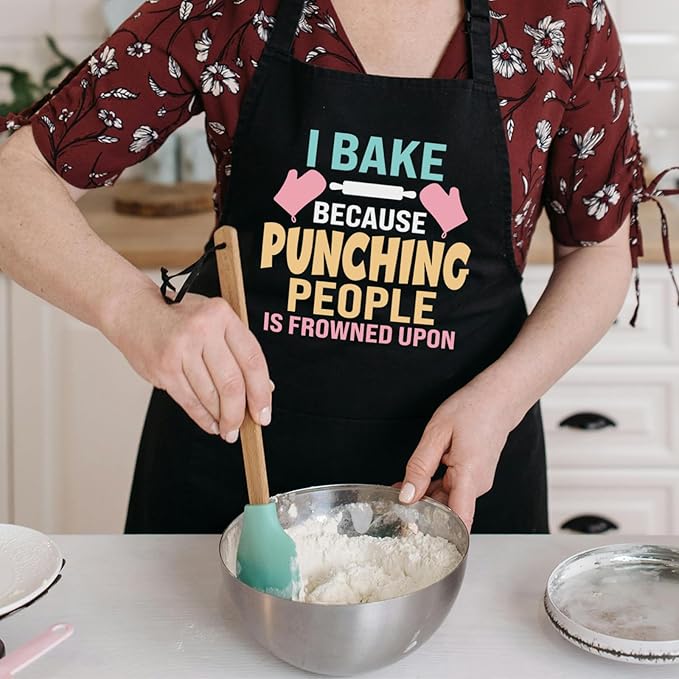 Funny Cooking Aprons for Women with Pockets, Kitchen Chef Aprons for Bakers, Birthday Gifts for Mom Wife Friends