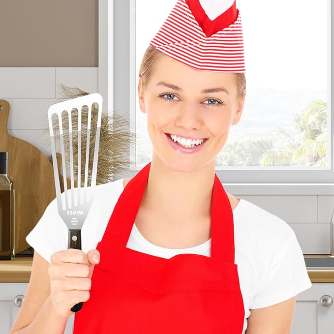 2 Pack Fish Spatula Stainless Steel, Flexible Fish Turner Spatula Perfect for Flipping Eggs, Burgers and Baking, Durable Lightweight Metal Kitchen Slotted Turner for Cooking & BBQ, Perfect gifts
