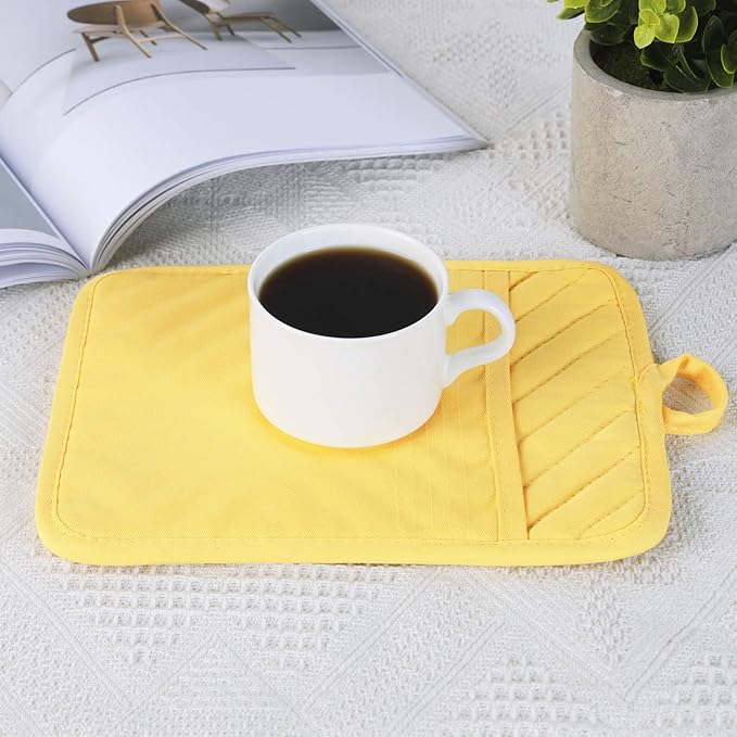 Anyi Pot Holders and Oven Mitts 7" X 9" Heat Resistant Cotton Pocket Pot Holder Set Feature of Non Slip Kitchen Hot Pad Oven Mitts, 3-Pack (Aqua Sky)
