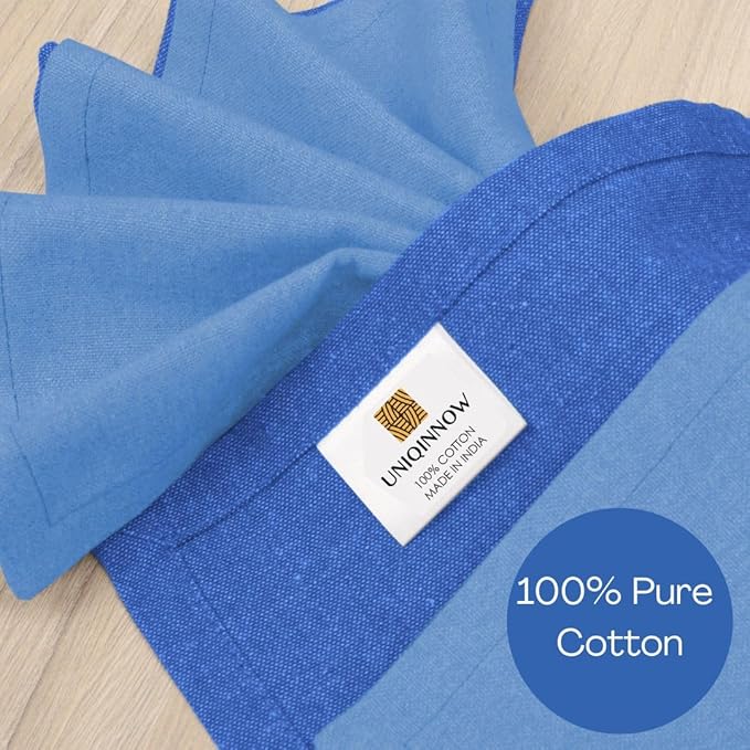 Set of 12 Cloth Dinner Napkins Cotton - Soft Durable Washable - Ideal for Farmhouse Party Wedding Christmas - Perfect Everyday Use Table Linen 18x18 inch Cloth Napkins Blue