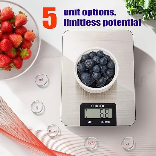 Food Kitchen Scale High-Precision Digital Scale Accurate Weighing for Baking & Cooking Enthusiasts (Shiny Blue)