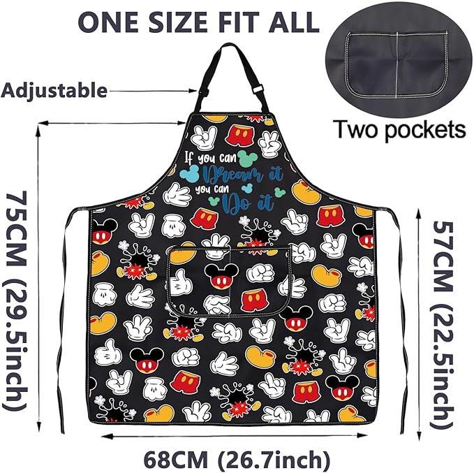 CMNIM Cartoon Mouse Aprons Mouse Cooking Aprons with Pockets Colorful Mouse Kitchen Baking Home Chef Aprons Mouse Lover Gifts
