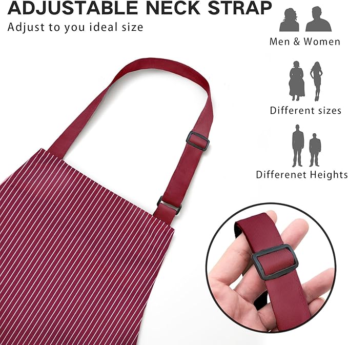 BeLuyi Adjustable Bib Apron with 2 Pockets Chef Cooking Kitchen Restaurant Aprons for Women Men