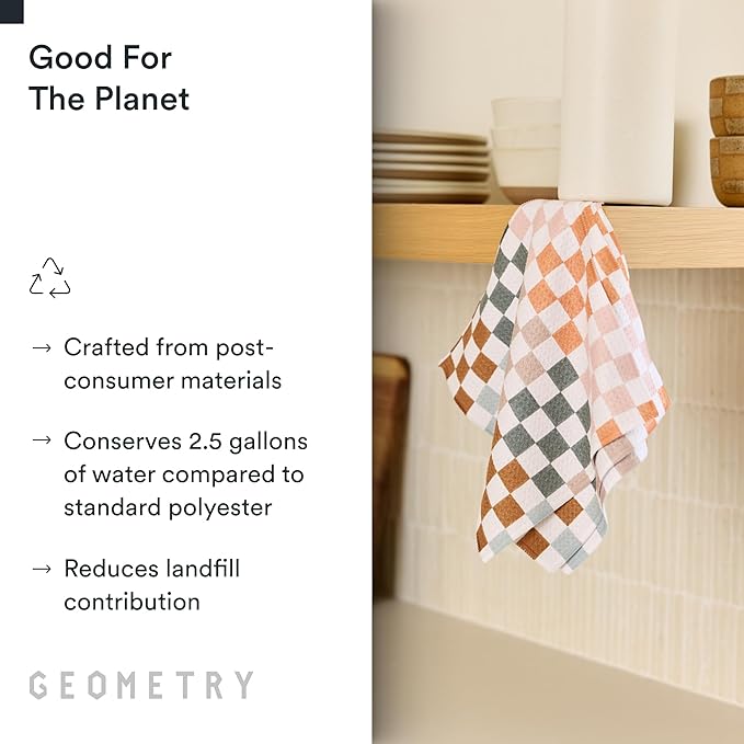 GEOMETRY Kitchen Dish Cloths - Quick Dry Dishcloths for Kitchen - Premium Dish Rags with Geoweave - 3-Pack Set Autumn Checkers