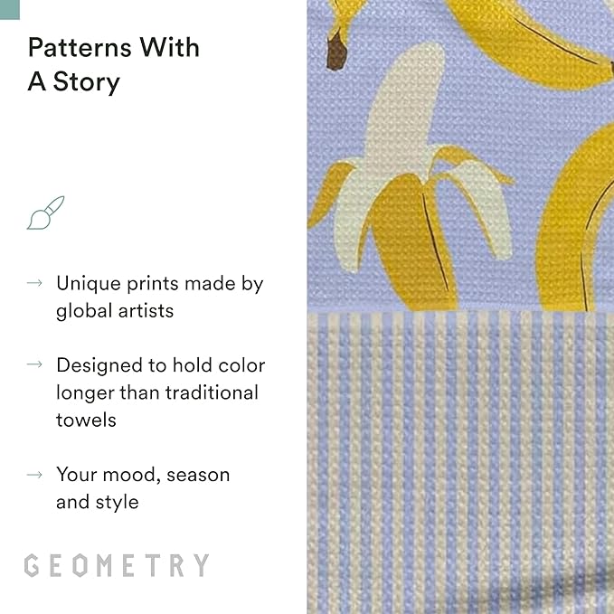 GEOMETRY Spring Kitchen Towels - Quick Dry Microfiber Cloth Spring & Summer Dish Towels for Kitchen Drying - Premium Quick Dry Towel - Banana Bliss, 18" x 30" - 2-Pack