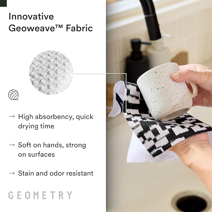 GEOMETRY Dishcloth – Evergreen Collection – Quick-Dry, Ultra-Absorbent, Reusable Microfiber Kitchen Towels for Drying & Cleaning - Patch Party - 3 Pack