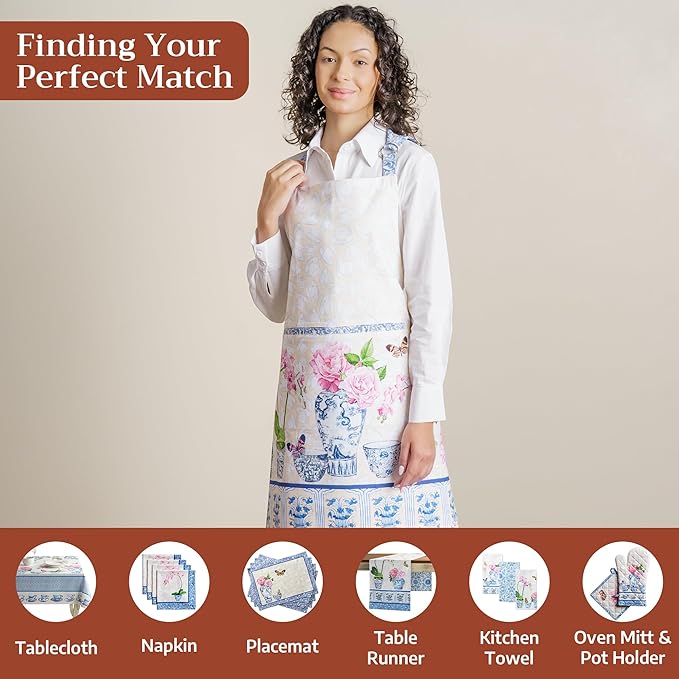 Maison d' Hermine 100% Cotton Apron for women with Pocket Kitchen Chef Apron for Men Cooking Mothers Day Gifts