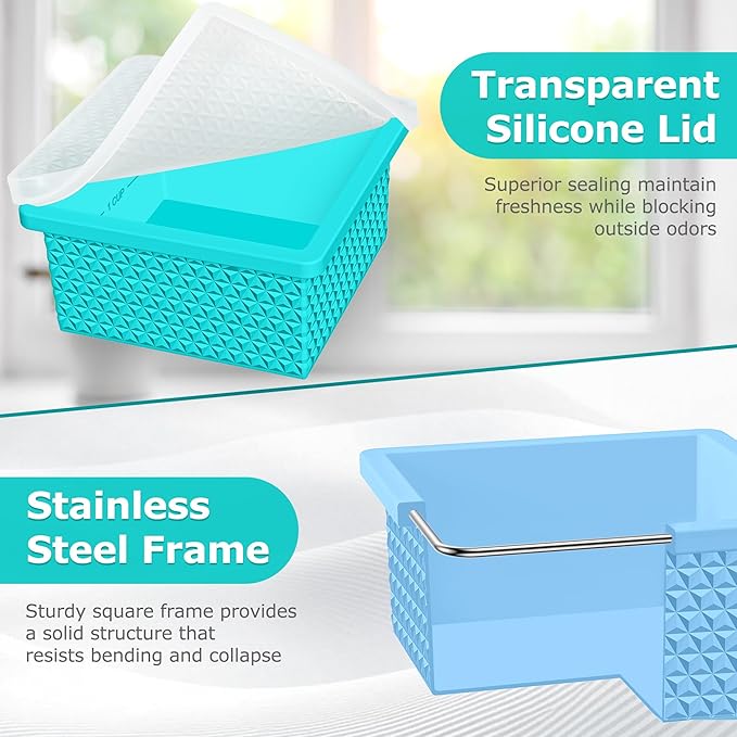 Silicone Freezer Molds for Soup Cube - 2-Cup Freezer Storage Container Tray with Lid,4 Pack Stackable Ice Cube Trays for Portion Control,Food Storage & Meal Prep (Blue+Green+Light Blue+Dark Gray)