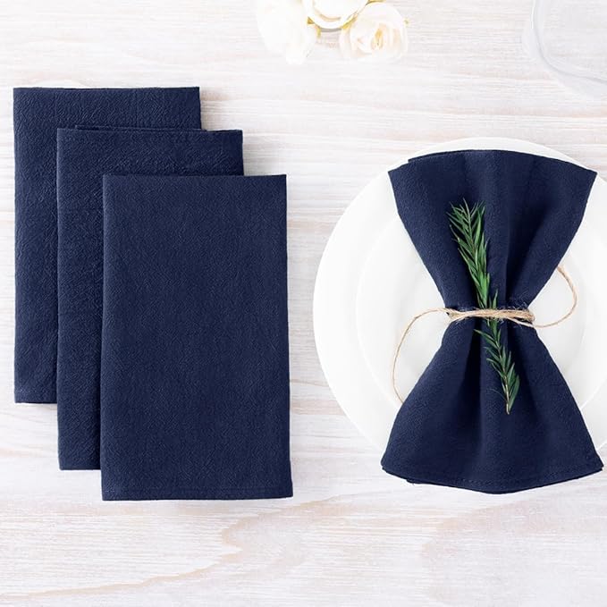 MLMW Navy Blue Napkins Cloth Set of 6 Linen Spring Easter Cotton Napkins Cloth Bulk Washable Dinner Napkins16×16" for Graduation Wedding Party Baby Bridal Shower Birthday Table Decor