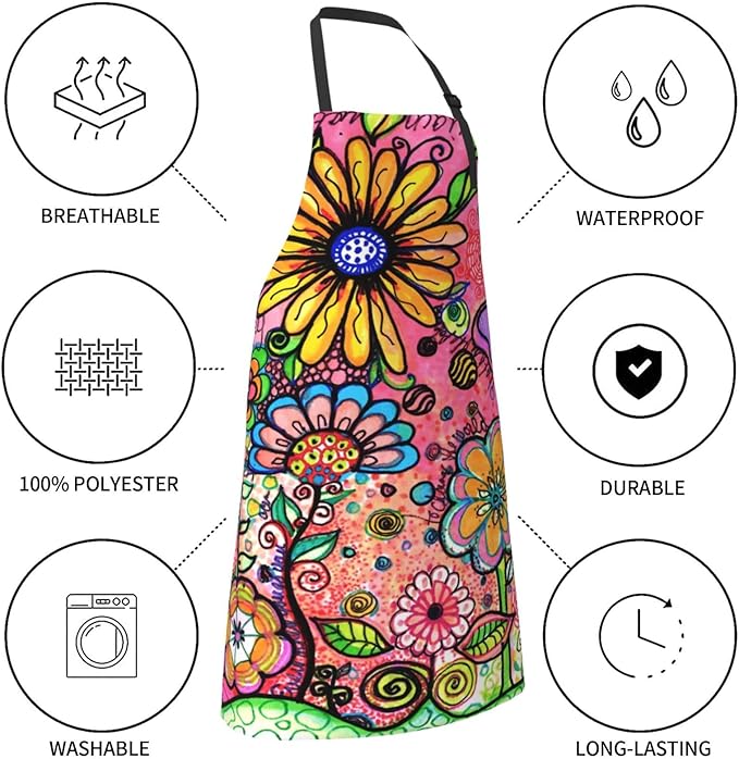 Perinsto Waterproof Apron With 2 Pockets Kitchen Chef Aprons Bibs For Cooking Baking Painting Gardening Grooming
