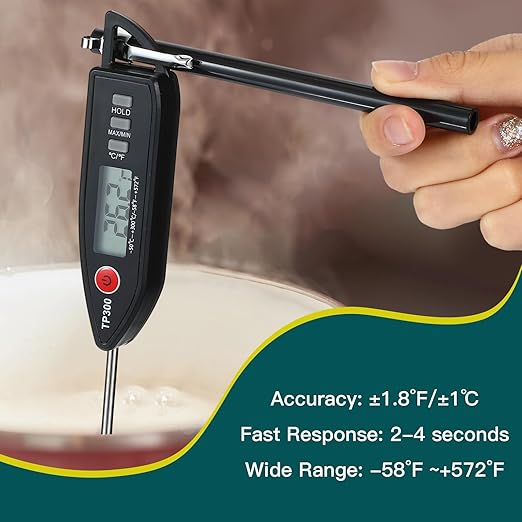 Copkim 6 Set Waterproof Food Thermometer for Water, Liquid, Candle and Cooking Digital Meat Thermometer with Long Probe Instant Read for Kitchen BBQ Grill Candy (Black)