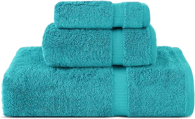 Chakir Turkish Linens | Hotel & Spa Quality 100% Cotton Premium Turkish Towels | Soft & Absorbent (3 Piece Towel Sets, Aqua)