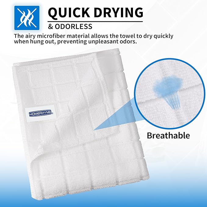 White Hand Towels, 6 Pack 25''*15'' Microfiber Hand Towels for Bathroom Kitchen, All-Purpose Quick Dry Lint Free Soft Absorbent Wash Cloths, Gym Towels Bath Towels Bulk for Yoga Spa Hotel