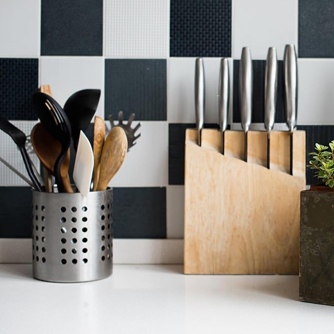 TOPZEA Set of 4 Kitchen Utensil Holder, Stainless Steel Cooking Utensil Organizer Flatware Silverware Holder Drying Rack Cylinder Kitchen Countertop Caddy for Chopstick, Spoon, Fork, Cultery, Straw