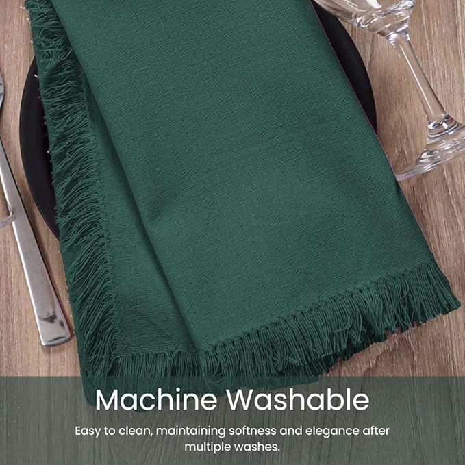 Cloth Dinner Napkins 100% Cotton Set of 6 - Soft Durable Reusable Napkins - Perfect for Dining Weddings Parties Holidays Christmas and Everyday Use - Large 20x20 Inch Cloth Napkins Green