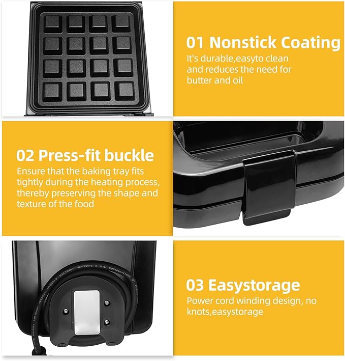 2-in-1 Waffle Maker Pancake Maker with Removable Plates