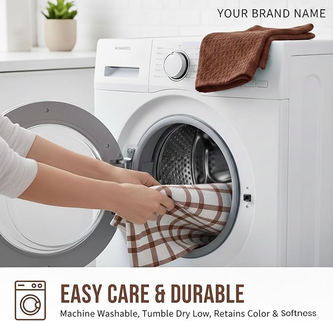 GOLD TEXTILES Kitchen Towels 6 Pack Premium 100% Cotton Dish Towels for Kitchen (15 x 25 Inches) Super Soft & Absorbent Kitchen Hand Towels for Drying Dishes, Cleaning - Reusable and Washable (Brown)