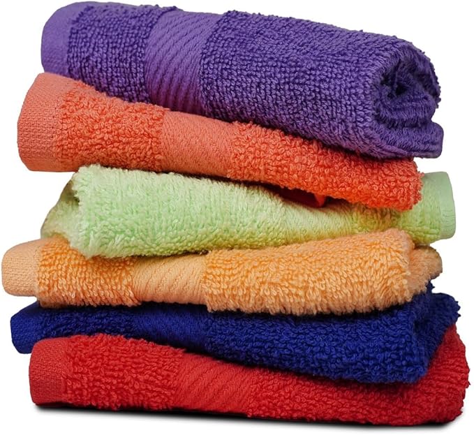ZUPERIA 100% Cotton Bath Wash Cloths 24 Pack - 12" x 12"- Highly Absorbent Soft Washcloths for Face, Gym Towels, Hotel Spa Quality, Reusable Multipurpose (Dark, Light & Bright Colors)