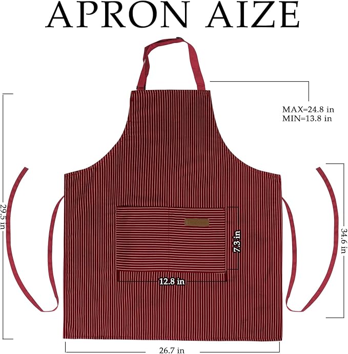 Taidven 2 Pack Apron - Unisex, Adjustable Bib Kitchen Apron, Cooking Apron, Aprons for Women Men with Pockets, Chef Aprons