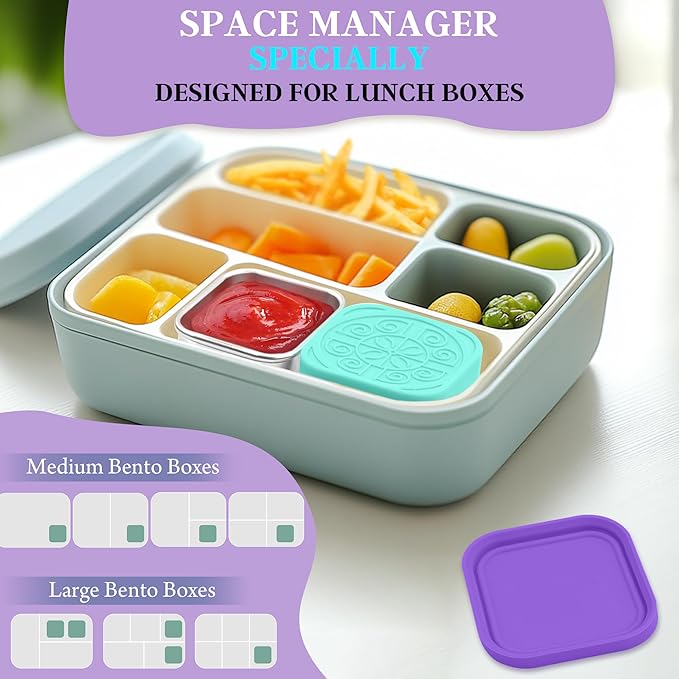 Qukaka 6x2.7 Oz Salad Dressing Container to Go,Handy Leakproof Stainless Steel Meal Prep Containers Reusable,Sauce Containers for Lunch Box, Picnics, Travel, Office and Kitchen Storage-Square