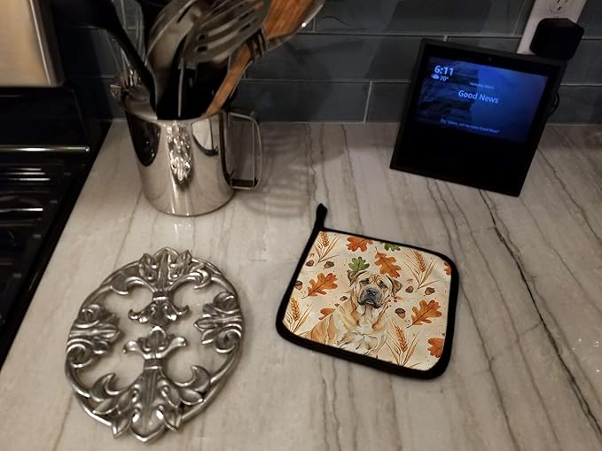 Caroline's Treasures Fawn Boerboel Heirloom Fall Pair of Pot Holders Pair 7.5x7.5 Quilted Insulated Hot Pads Decorative Kitchen Gift Made in USA