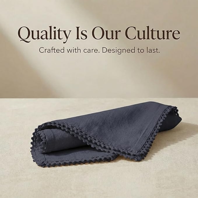 ACCENTHOME Navy Cloth Napkins Set of 12 18x18 inch Cotton Dinner Napkins - Washable Soft Premium Hotel Quality Reusable Napkins Perfect Table Napkins for Family Dinners, Weddings & Everyday Use