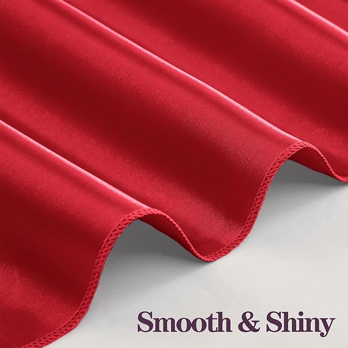 RUDONG M 100 Pcs Red Satin Napkins and Napkin Rings Set, 17 x 17 Inch Square Cloth Napkins Set of 50, Silky Soft Table Napkins Bulk for Weddings, Banquet, Parties Dinner Decoration