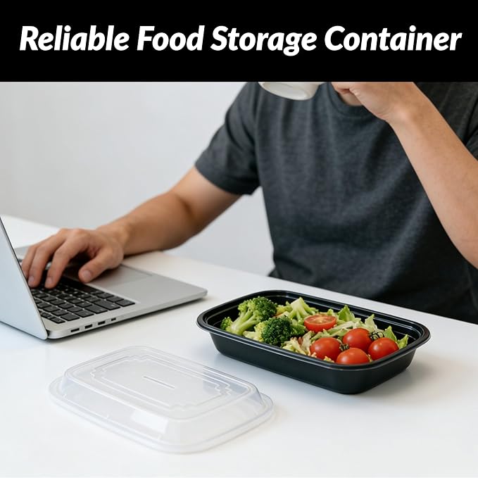 50-Pack 28 Oz Meal Prep Containers With Lids, to Go Food Containers BPA Free, Stackable, Leak Resistant, Bento Box, Microwave, Dishwasher, Freezer Safe