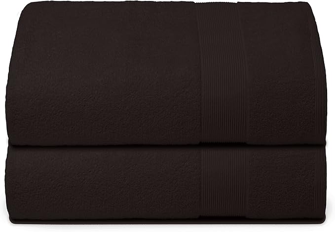 Belizzi Home Premium Cotton Oversized 2 Pack Bath Sheet 35x70-100% Pure Cotton - Ideal for Everyday use - Ultra Soft & Highly Absorbent - Machine Washable - Chocolate Brown