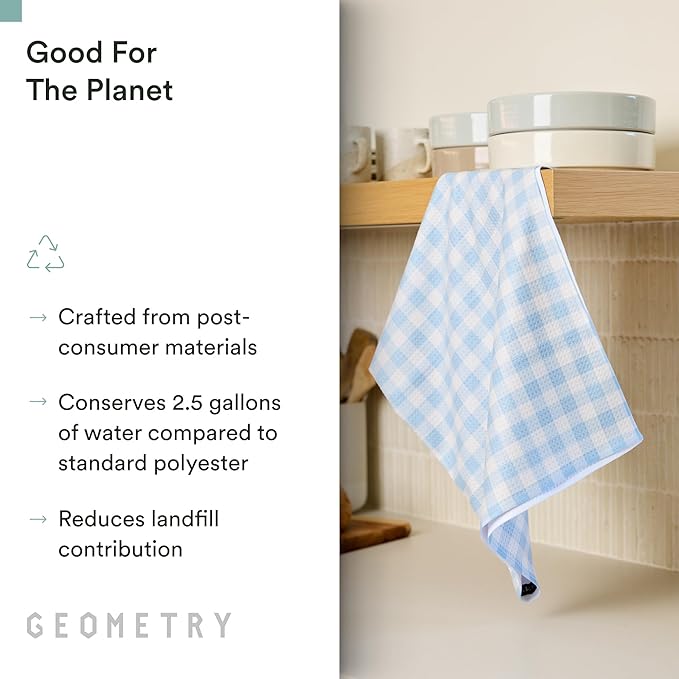 GEOMETRY Tea Towels – Spring & Summer Collection – Quick-Dry, Ultra-Absorbent, Reusable Microfiber Kitchen Towels for Drying & Cleaning - Salt and Sky - 2 Pack