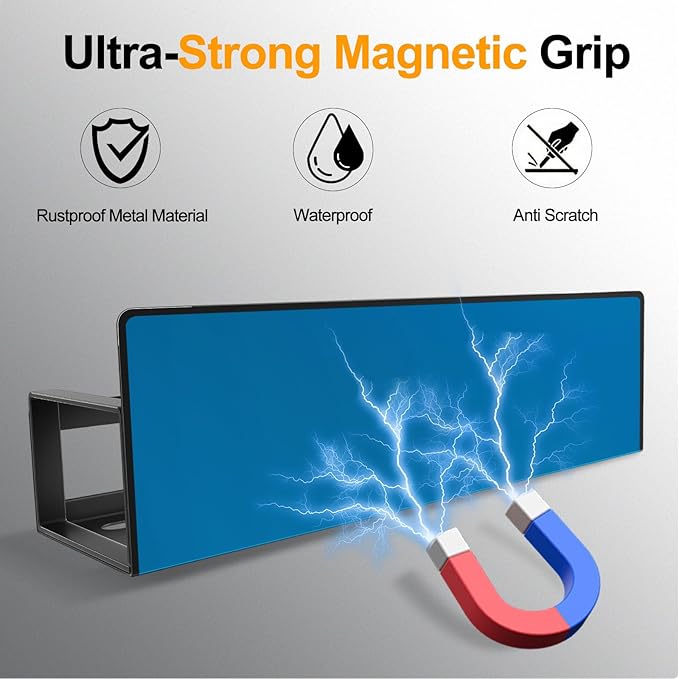 Magnetic Spice Rack for Refrigerator, 2 Pack Metal Magnetic Shelf Organizer for Fridge Side, Strong Spice Storage Rack for Kitchen, Black