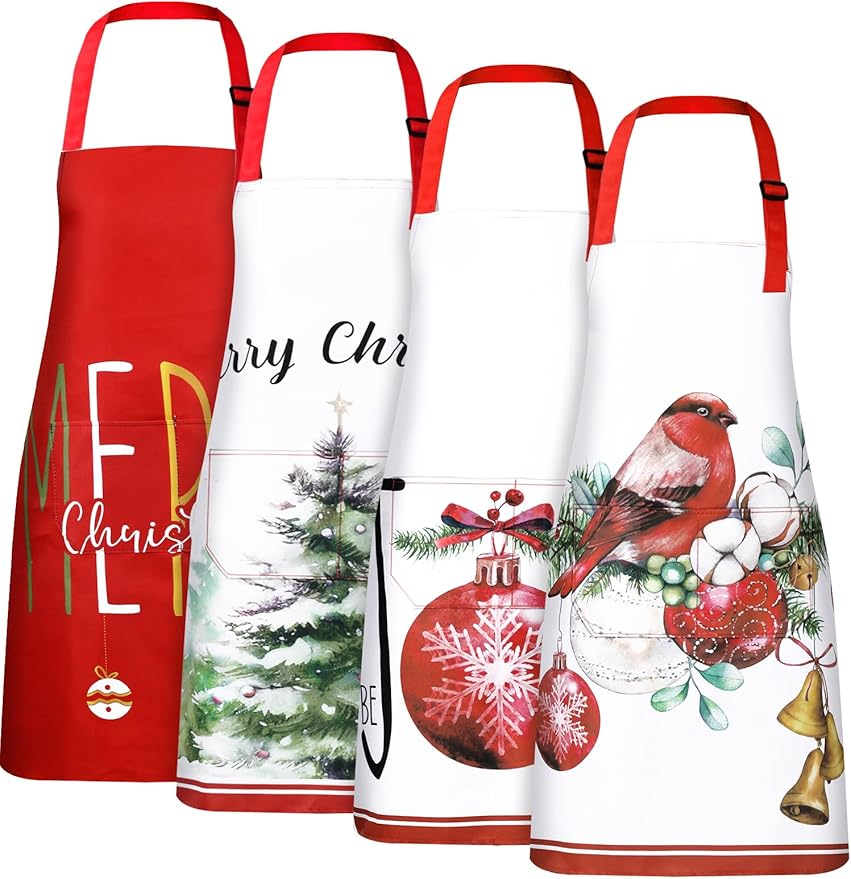 Geetery 4 Pcs Chicken Aprons for Women Rooster Print Apron Waterproof Adjustable for Kitchen Cooking
