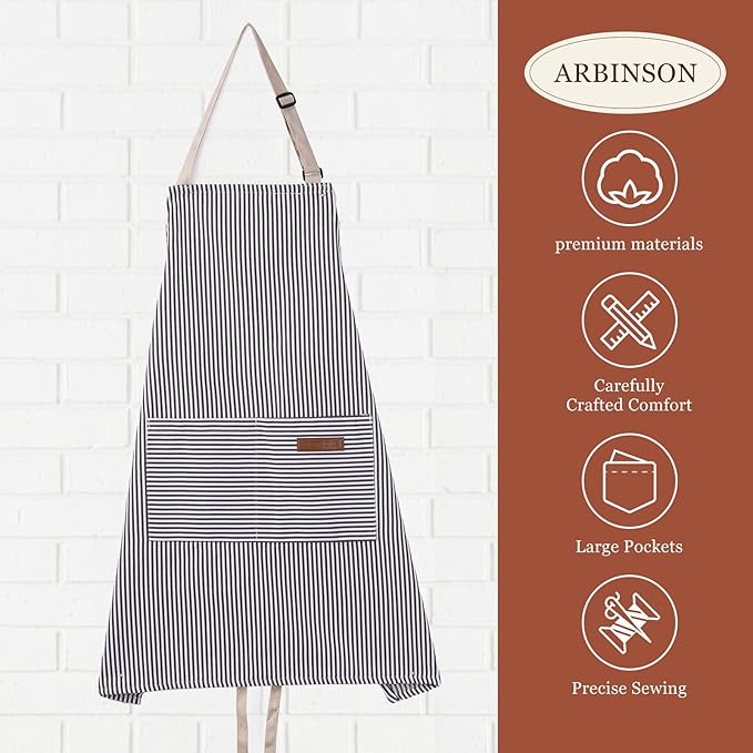 2 Pack Cooking Aprons Adjustable Bib Apron for Women with 2 Pockets, Kitchen Restaurant Men Chefs Aprons