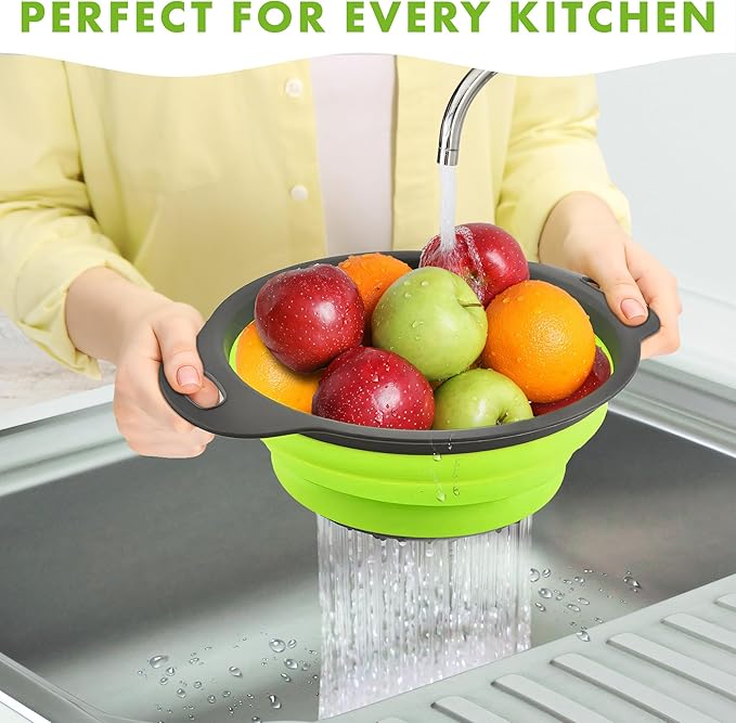 Silicone Collapsible Colander Sink Colander Collapsible Camping Versatile Collapsible Strainer Sink strainer basket over Sink Strainer (Red Green Blue)