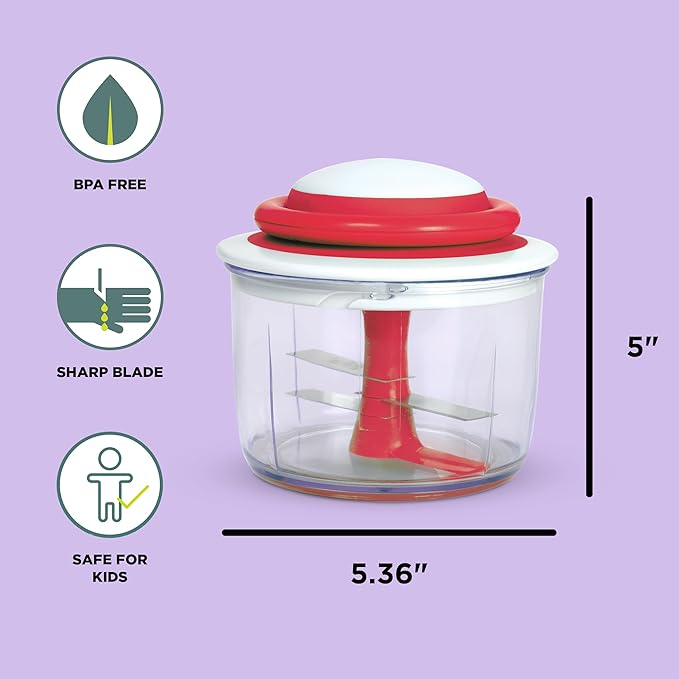 Chef'n 102-239-005 VeggiChop Hand-Powered Food Chopper, Set of 1, Cherry